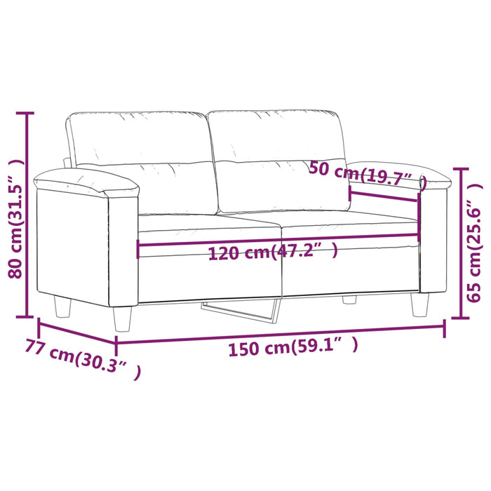 Divano a 2 Posti Grigio Scuro 120 cm in Tessuto Microfibra 359557