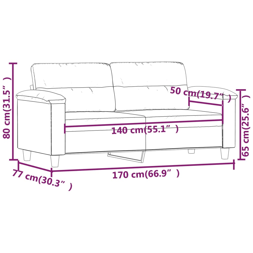 Divano a 2 Posti Grigio Scuro 140 cm in Tessuto Microfibra 359563