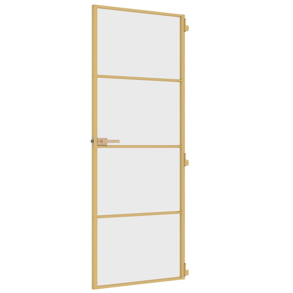 Porta Interni Sottile Oro 76x201,5cm Vetro Temperato Alluminio 155132