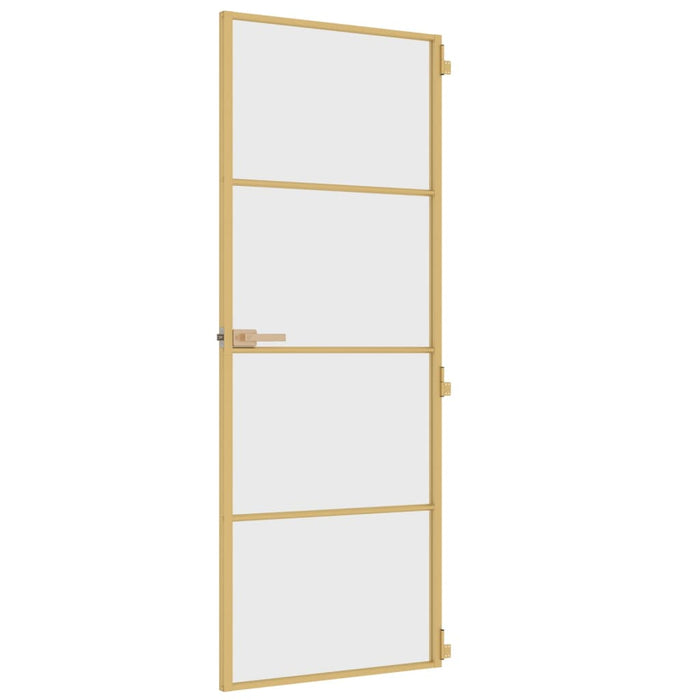 Porta Interni Sottile Oro 76x201,5cm Vetro Temperato Alluminio 155132