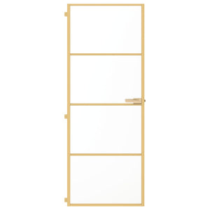 Porta Interni Sottile Oro 76x201,5cm Vetro Temperato Alluminio 155136