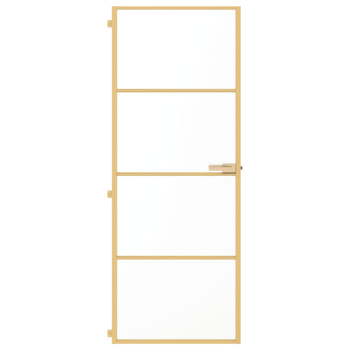 Porta Interni Sottile Oro 76x201,5cm Vetro Temperato Alluminio 155136