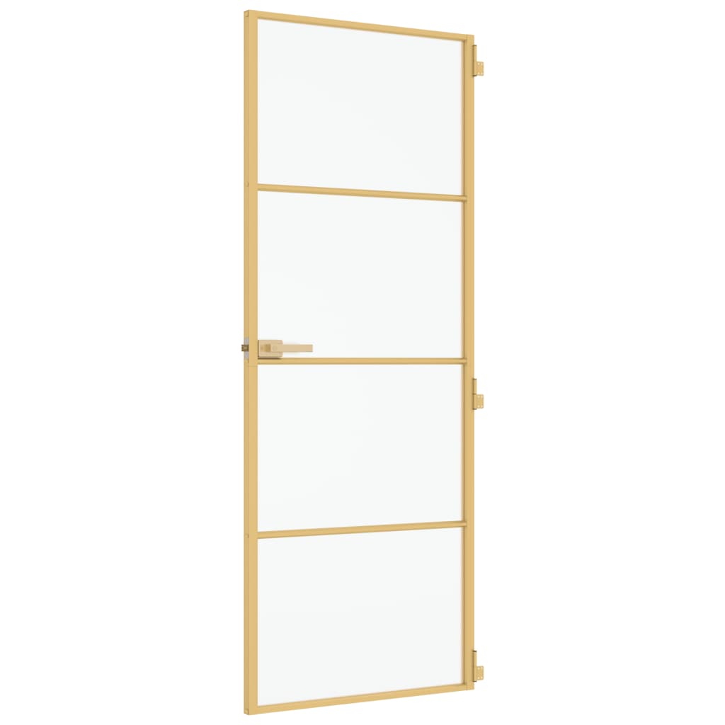 Porta Interni Sottile Oro 76x201,5cm Vetro Temperato Alluminio 155136