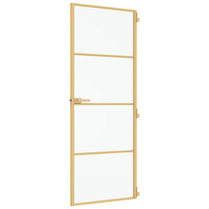 Porta Interni Sottile Oro 76x201,5cm Vetro Temperato Alluminio 155136