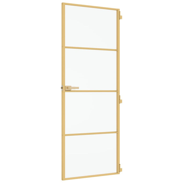 Porta Interni Sottile Oro 76x201,5cm Vetro Temperato Alluminio 155136