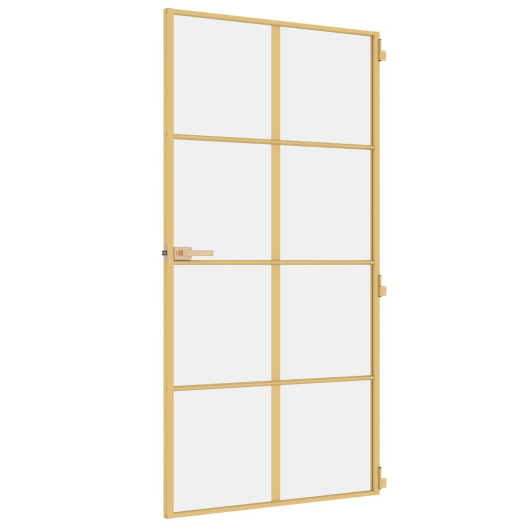 Porta Interni Sottile Oro 102,5x201,5 Vetro Temperato Alluminio 155143