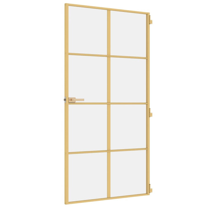 Porta Interni Sottile Oro 102,5x201,5 Vetro Temperato Alluminio 155143