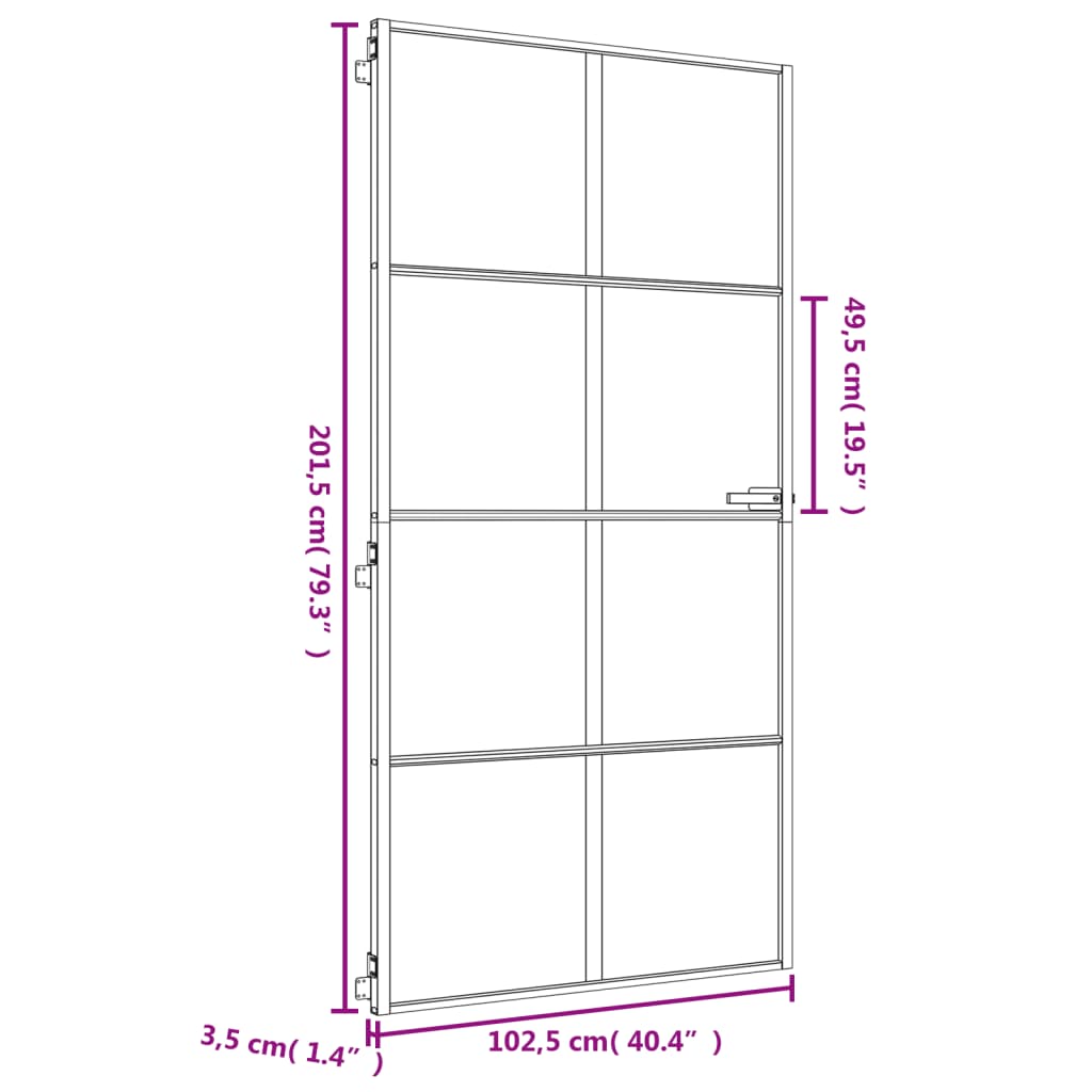 Porta Interni Sottile Oro 102,5x201,5 Vetro Temperato Alluminio 155143