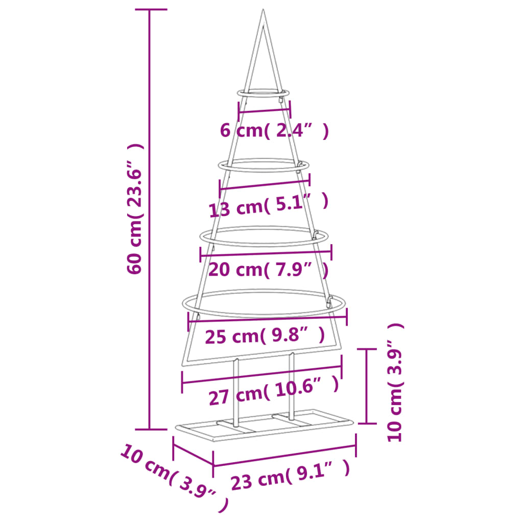 Albero di Natale Decorativo in Metallo Nero 60 cm 359588