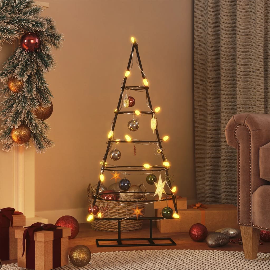 Albero di Natale Decorativo in Metallo Nero 90 cm 359589