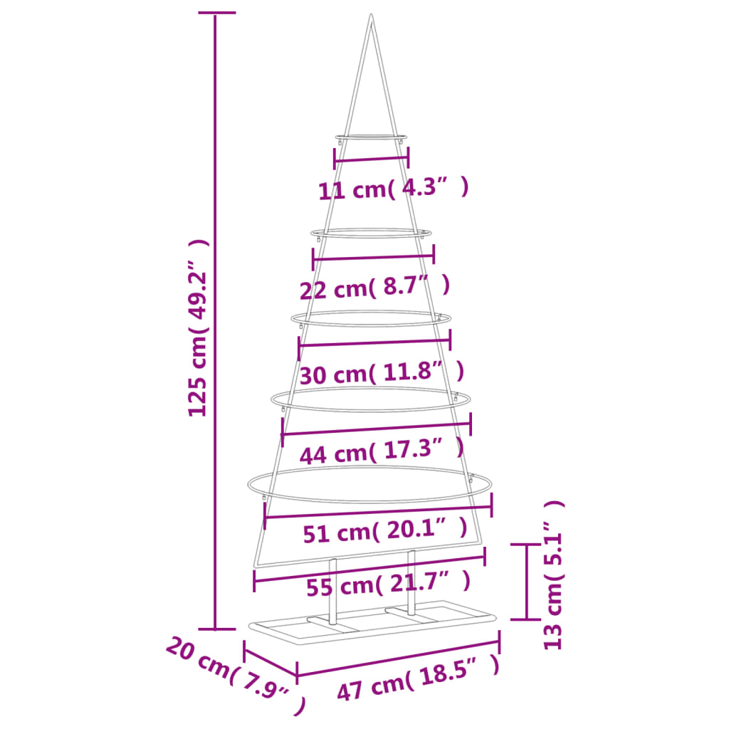 Albero di Natale Decorativo in Metallo Nero 125 cm 359590