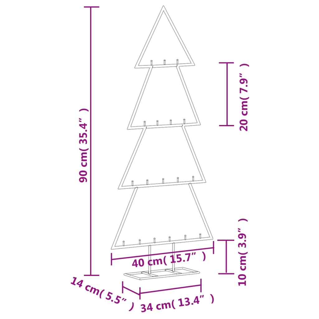 Albero di Natale Decorativo in Metallo Nero 90 cm 359592