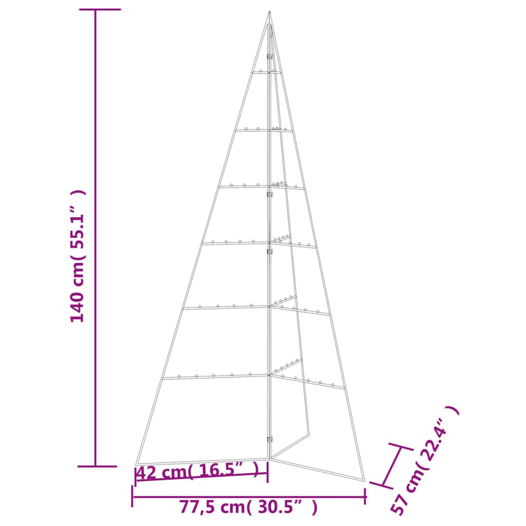 Albero di Natale Decorativo in Metallo Nero 140 cm 359601