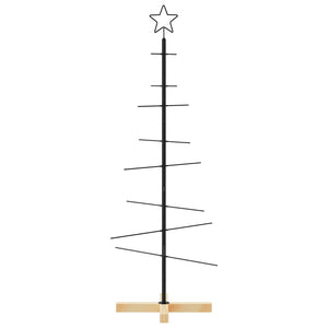 Albero di Natale in Metallo con Base in Legno Nero 120 cm 359603