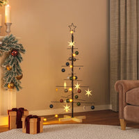 Albero di Natale in Metallo con Base in Legno Nero 120 cm 359603