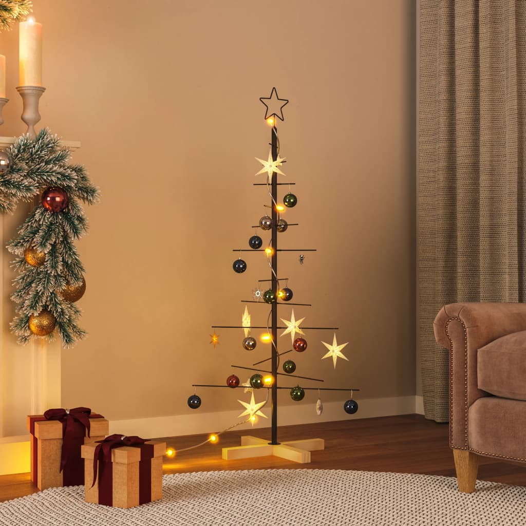 Albero di Natale in Metallo con Base in Legno Nero 120 cmcod mxl 98491