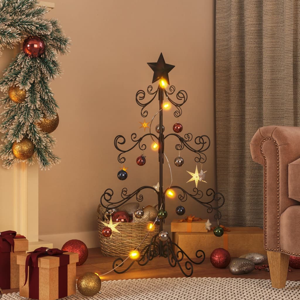 Albero di Natale Decorativo in Metallo Nero 90 cm 359606