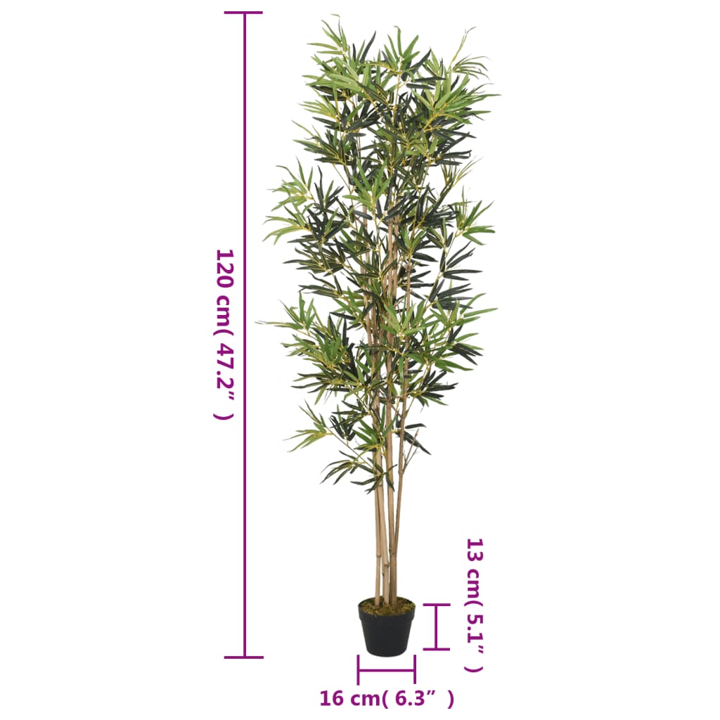 Albero Bambù Artificiale 552 Foglie 120 cm Verde 358959