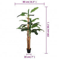 Albero di Banano Artificiale 18 Foglie 150 cm Verde 359001