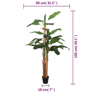 Albero di Banano Artificiale 18 Foglie 150 cm Verde 359001