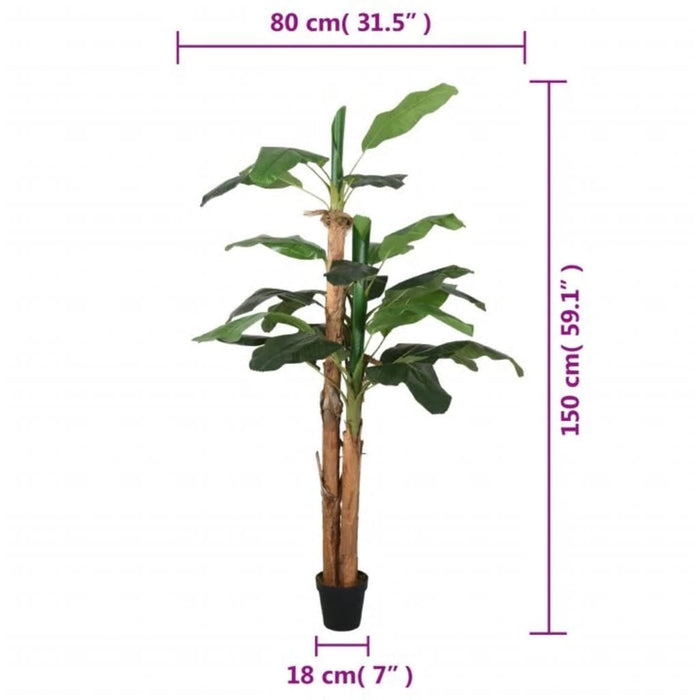 Albero di Banano Artificiale 18 Foglie 150 cm Verde 359001