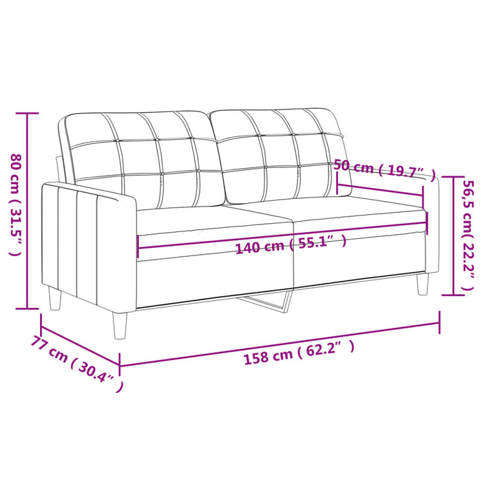 Divano a 2 Posti Marrone 140 cm in Tessuto 359094