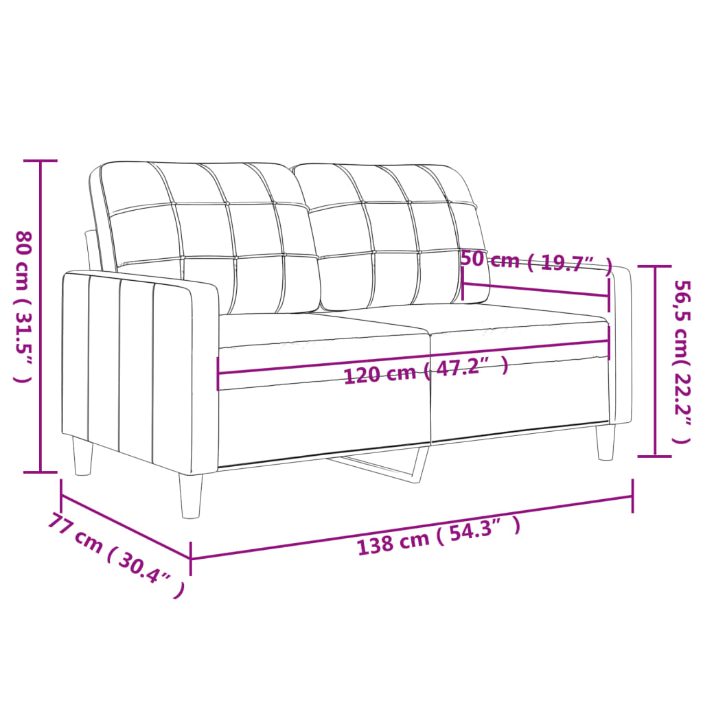 Divano a 2 Posti Grigio 120 cm in Similpelle 359114