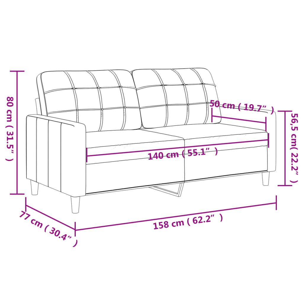 Divano a 2 Posti Cappuccino 140 cm in Similpelle 359121