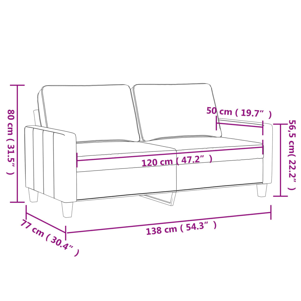 Divano a 2 Posti Crema 120 cm in Similpelle 359133