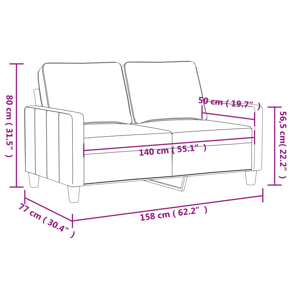 Divano a 2 Posti Grigio 140 cm in Similpelle 359139