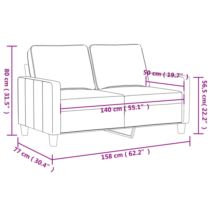 Divano a 2 Posti Grigio 140 cm in Similpelle 359139