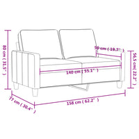 Divano a 2 Posti Grigio Chiaro 140 cm in Velluto 359199