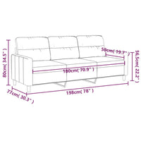 Divano a 3 Posti Marrone 180 cm in Tessuto 359246