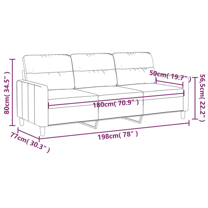 Divano a 3 Posti Marrone 180 cm in Tessuto 359246