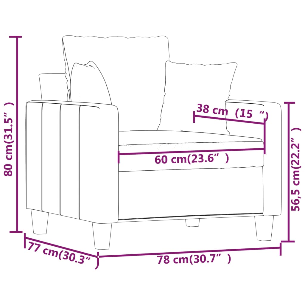 Poltrona Nera 60 cm in Tessuto 359255