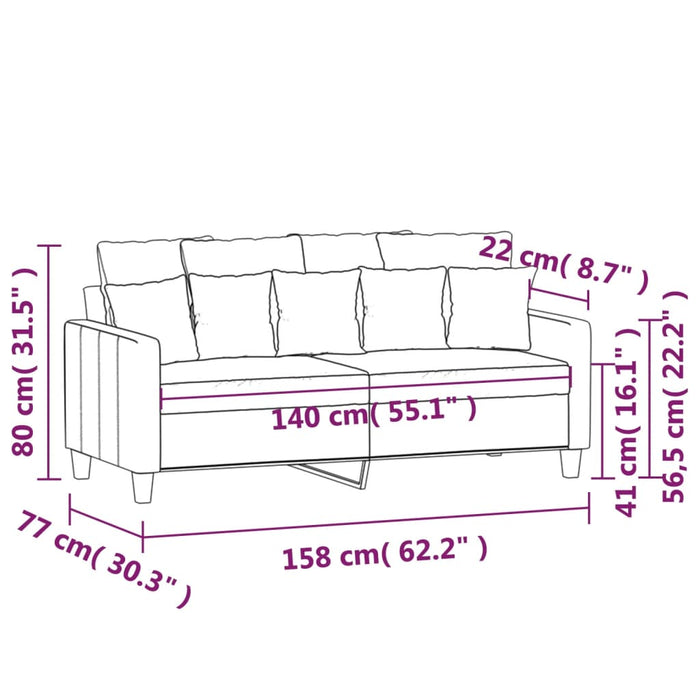 Divano a 2 Posti Grigio Chiaro 140 cm in Tessuto 359267