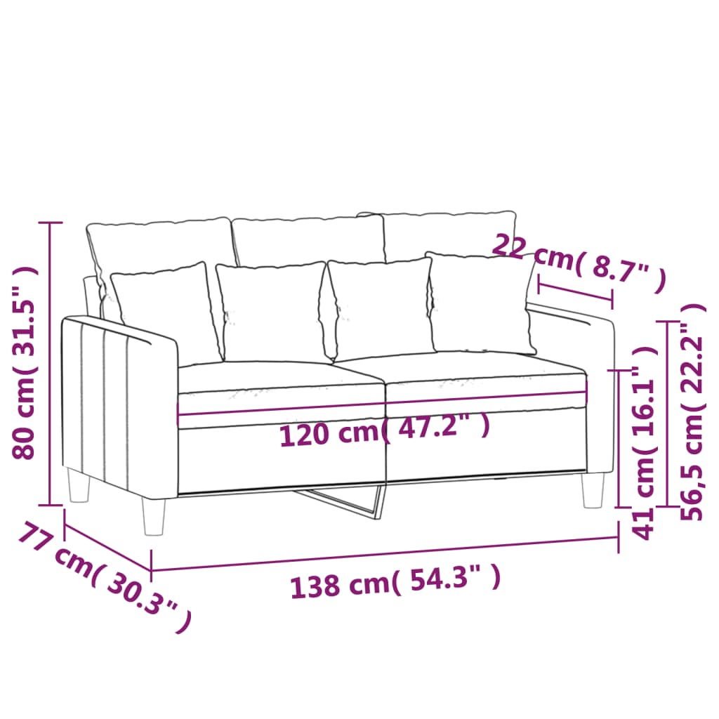 Divano a 2 Posti Grigio Chiaro 120 cm in Velluto 359293