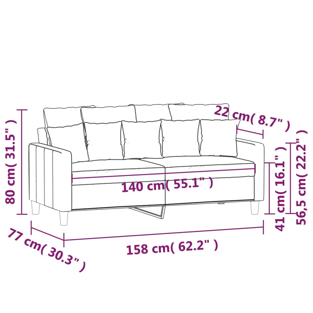 Divano a 2 Posti grigio scuro140 cm in Velluto 359304