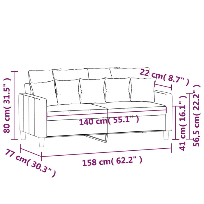 Divano a 2 Posti grigio scuro140 cm in Velluto 359304