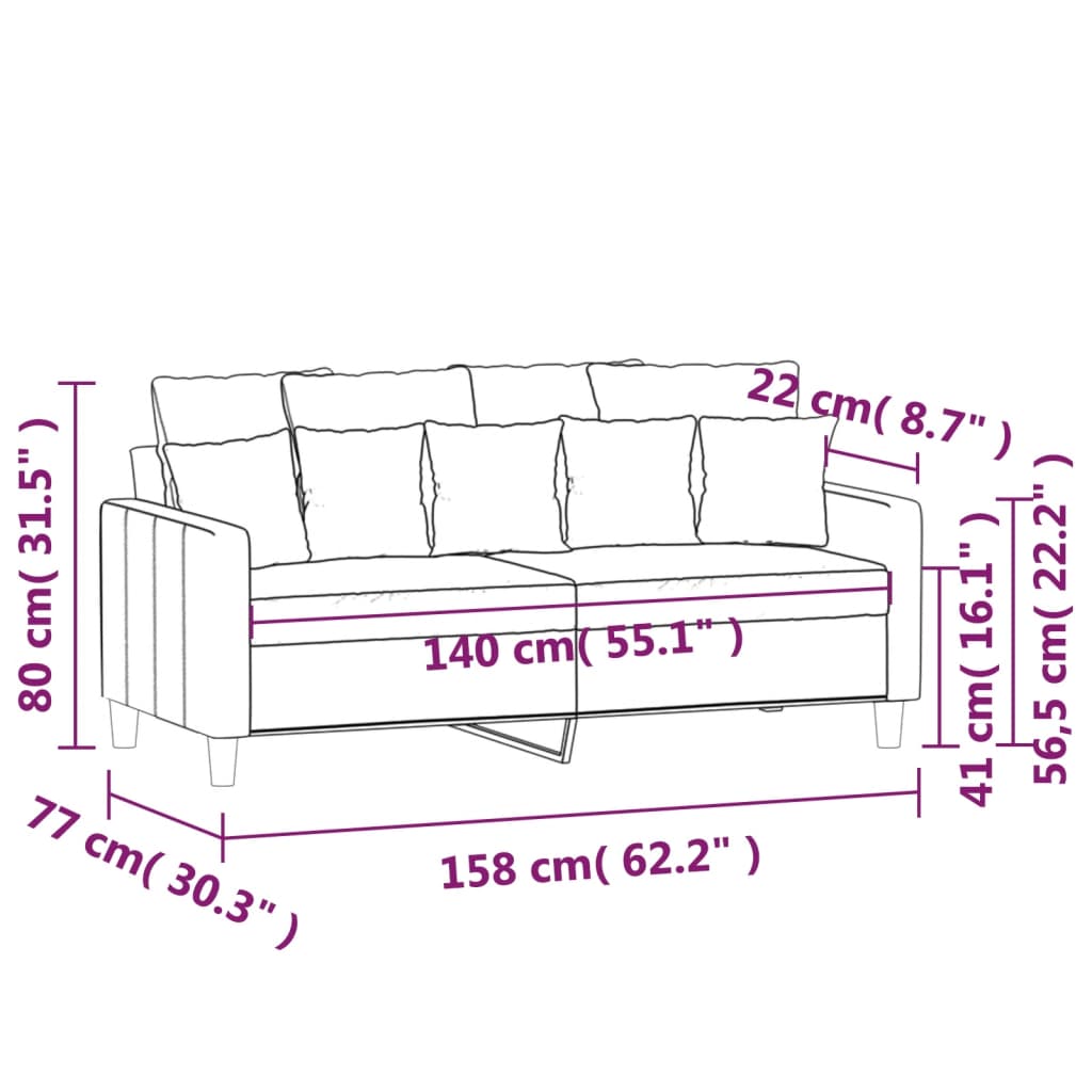 Divano a 2 Posti Marrone 140 cm in Velluto 359310