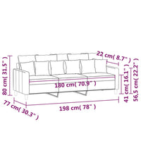 Divano a 3 Posti Crema 180 cm in Velluto 359321