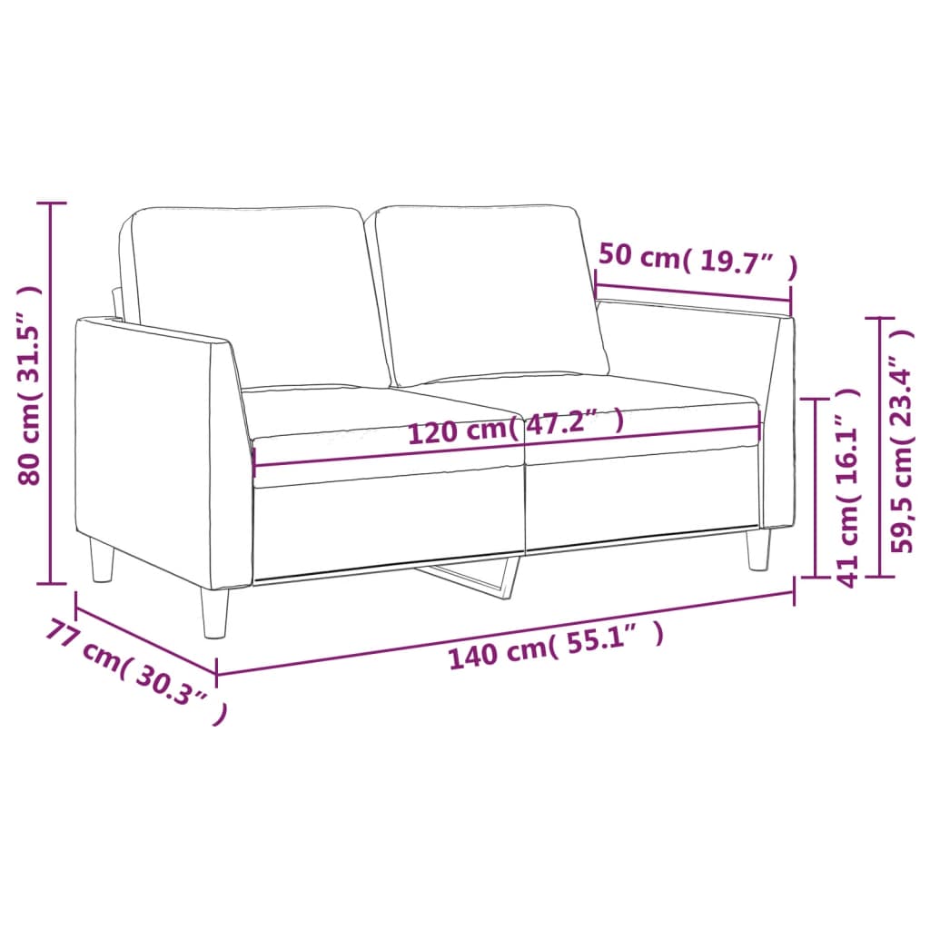 Divano a 2 Posti Grigio 120 cm in Similpelle 359330