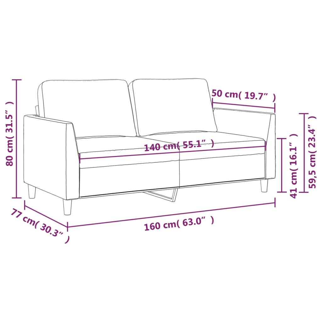 Divano a 2 Posti Crema 140 cm in Similpelle 359334