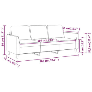 Divano a 3 Posti Nero 180 cm in Similpelle 359338