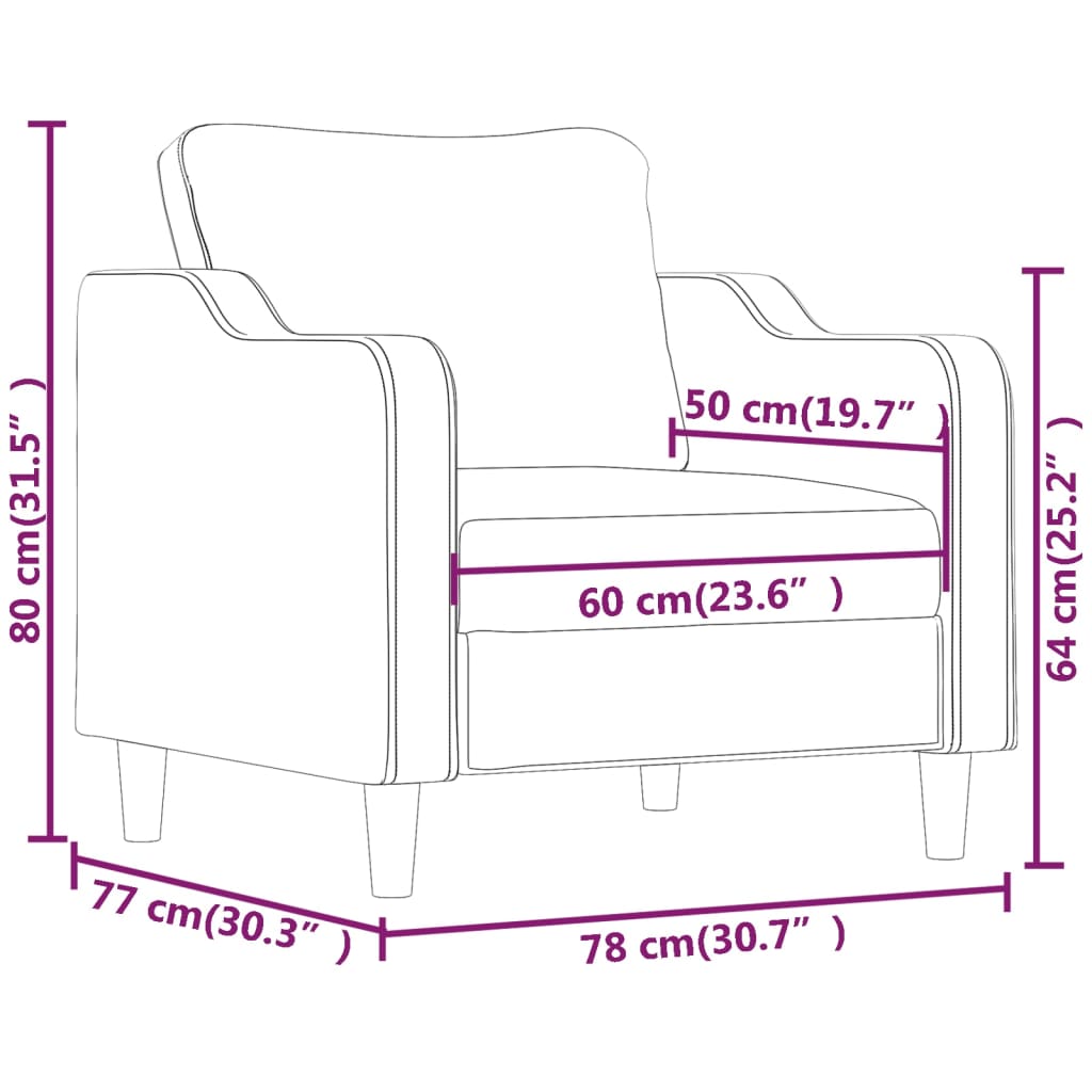 Poltrona Grigio Chiaro 60 cm in Tessuto 359343