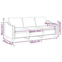 Divano a 3 Posti Grigio Chiaro 180 cm in Tessuto 359367