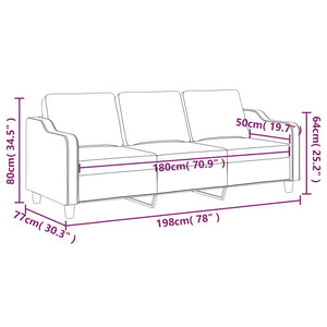 Divano a 3 Posti Grigio Chiaro 180 cm in Tessuto 359367