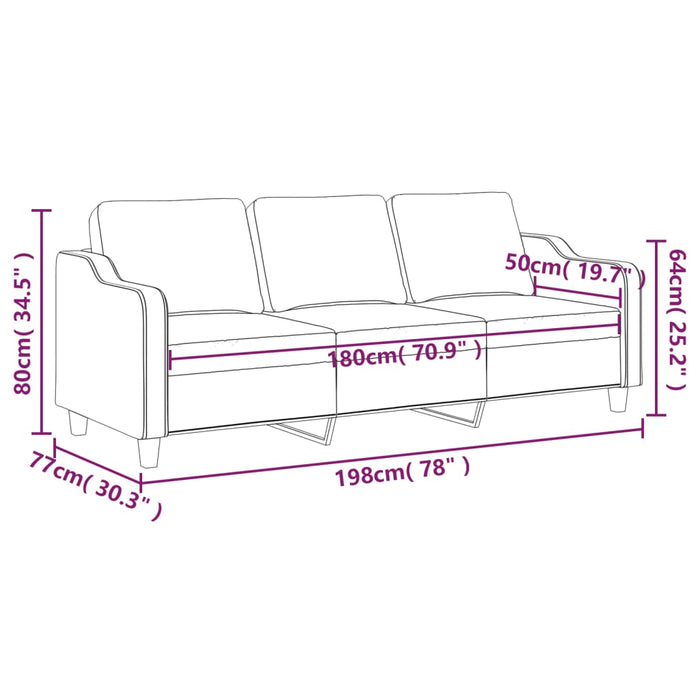 Divano a 3 Posti Grigio Chiaro 180 cm in Tessuto 359368