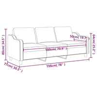 Divano a 3 Posti Tortora 180 cm in Tessuto 359374