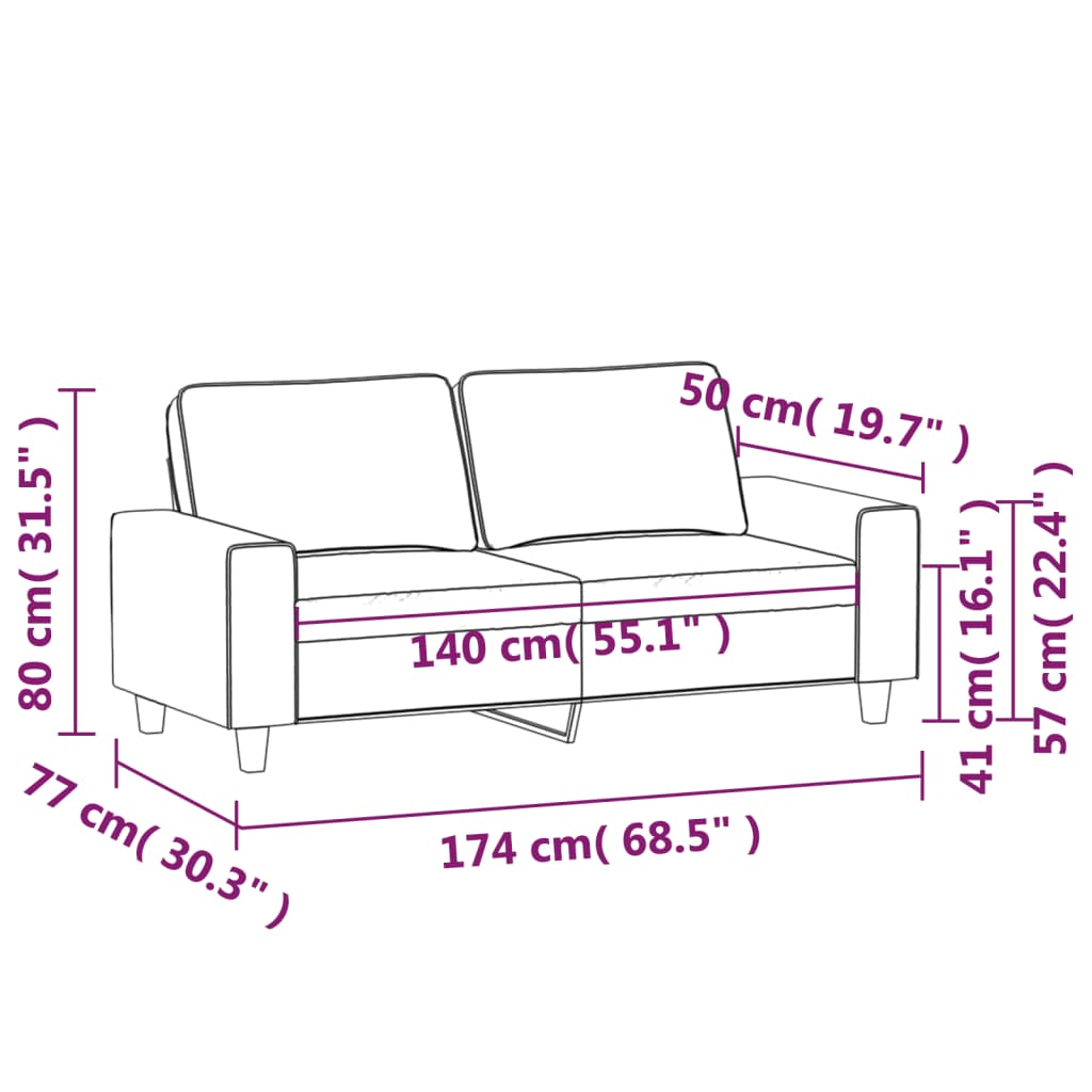 Divano a 2 Posti Grigio Chiaro 140 cm in Tessuto 359391